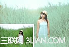 Photoshop给绿草丛中的人物调出淡调甜美的青绿色 www.67xuexi.com